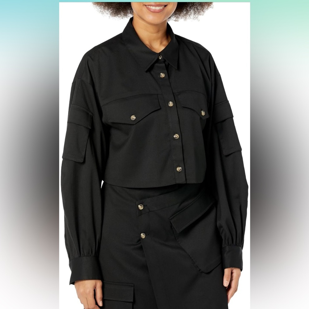 The Drop Women's Black Cropped Cargo Shirt Jacket by @karenbritchick